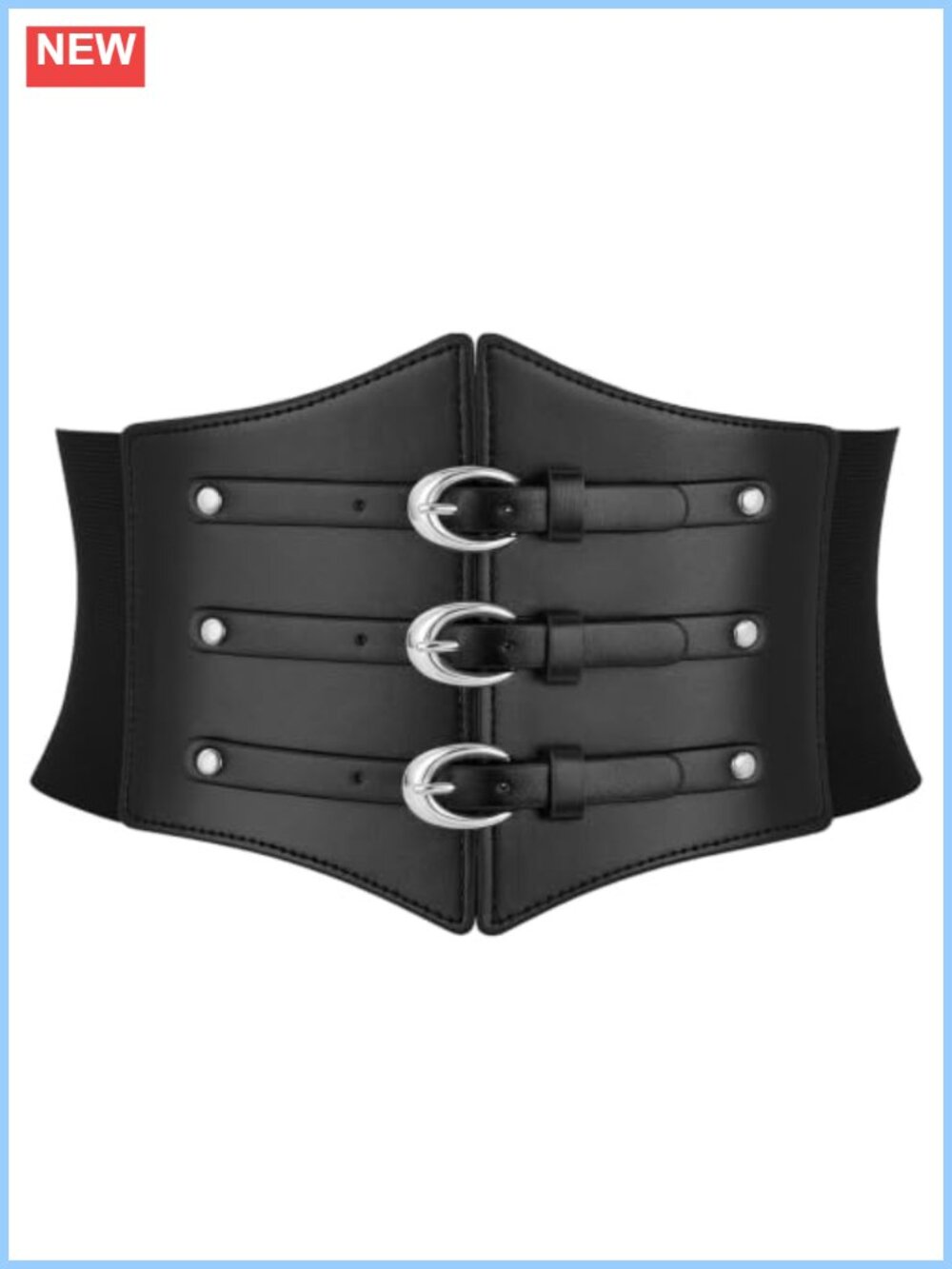 Women's Wide Elastic Corset Belt PU Leather Waist Belt for Dress